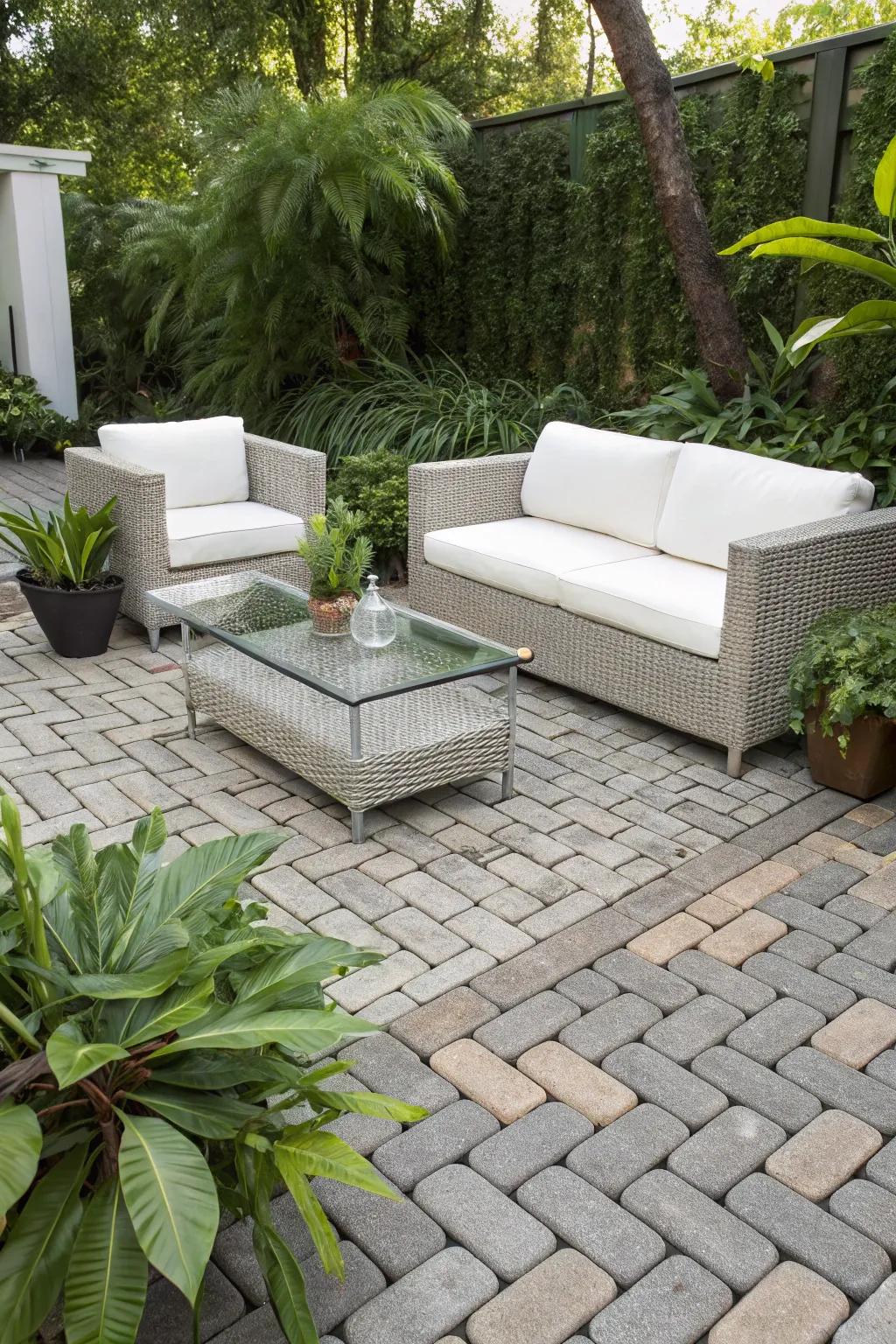Add depth with the use of textured pavers.