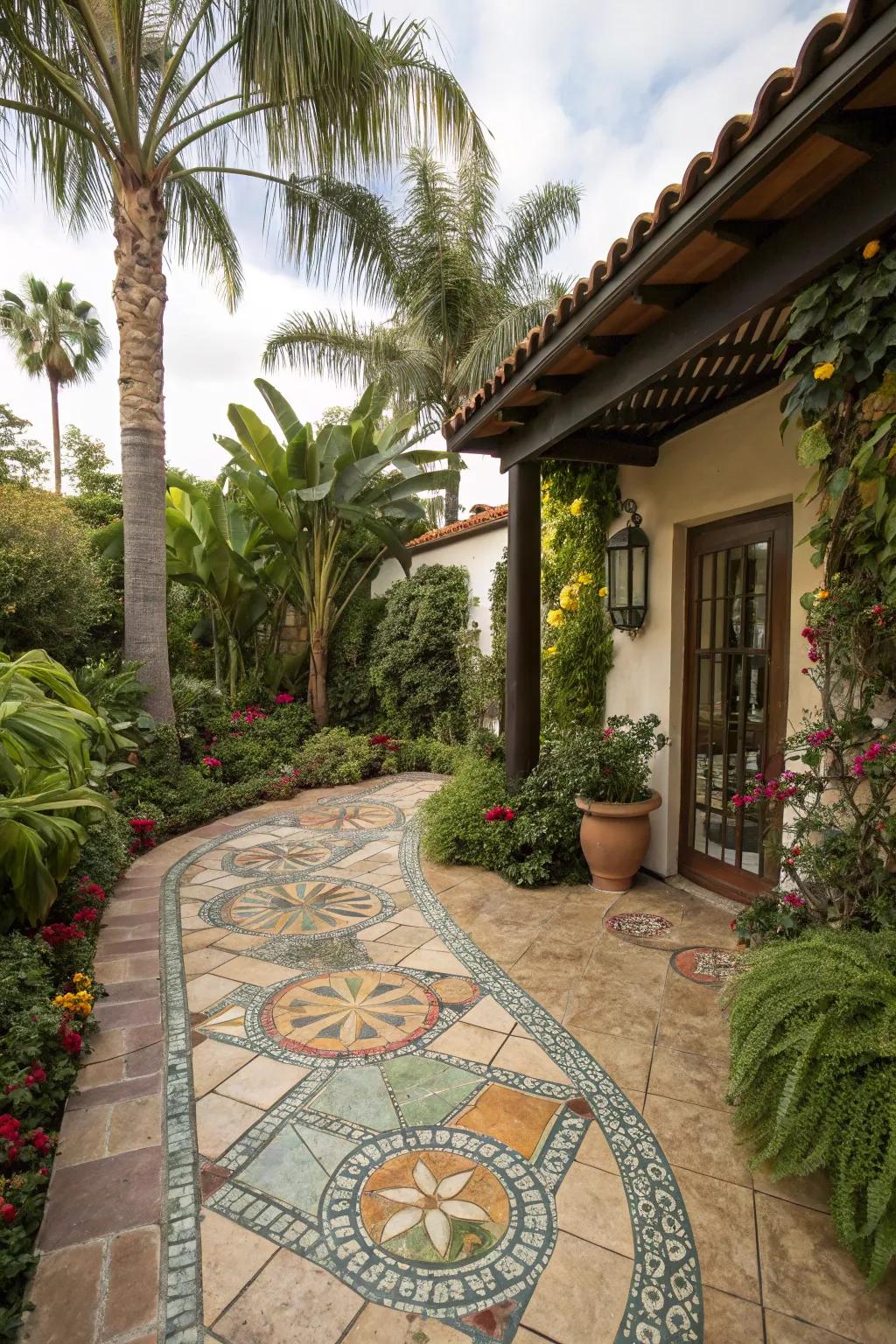 Make a statement with a mosaic paver design.