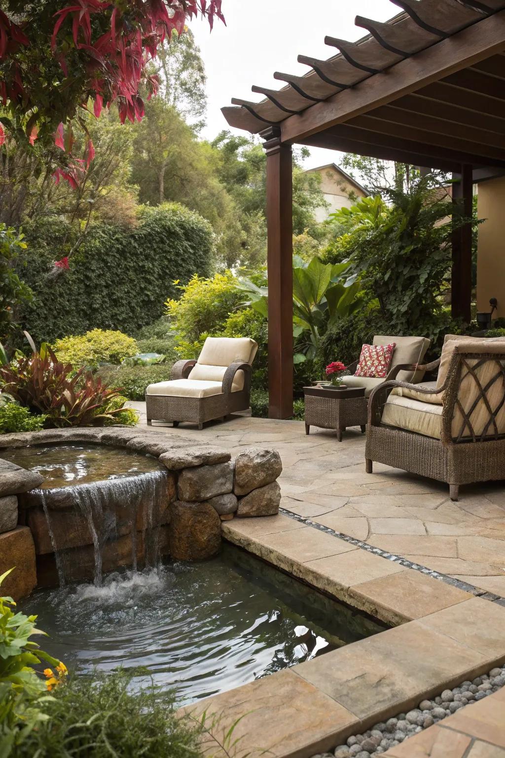 Enhance your patio's ambiance with a calming water feature.