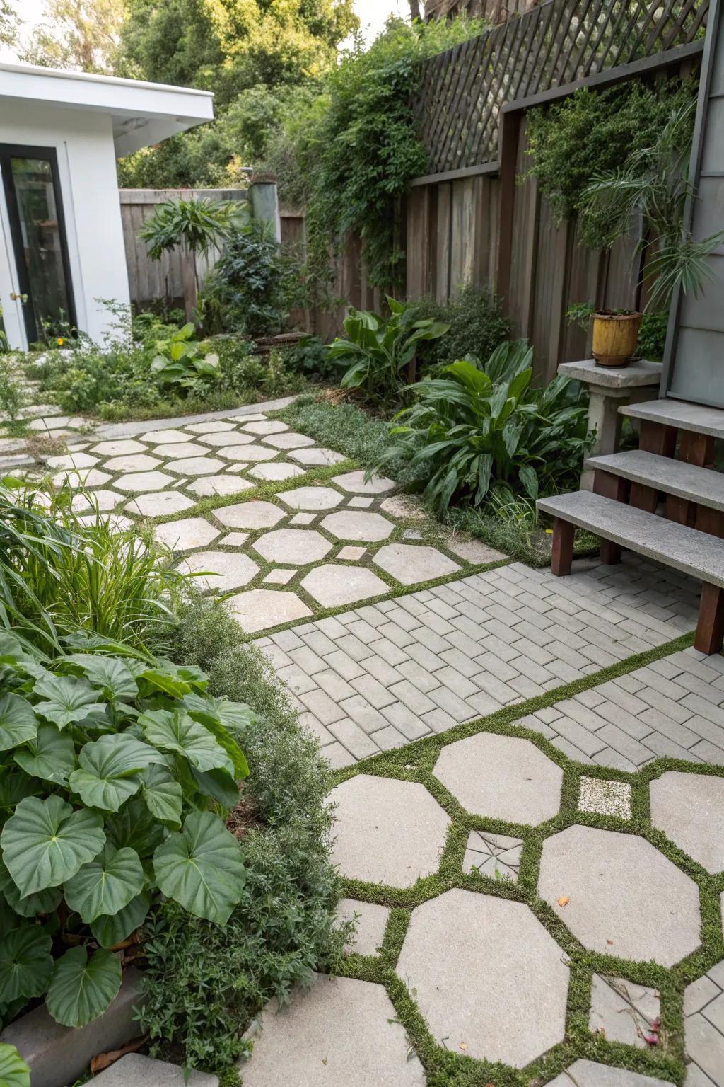 Experiment with combining different paver shapes.