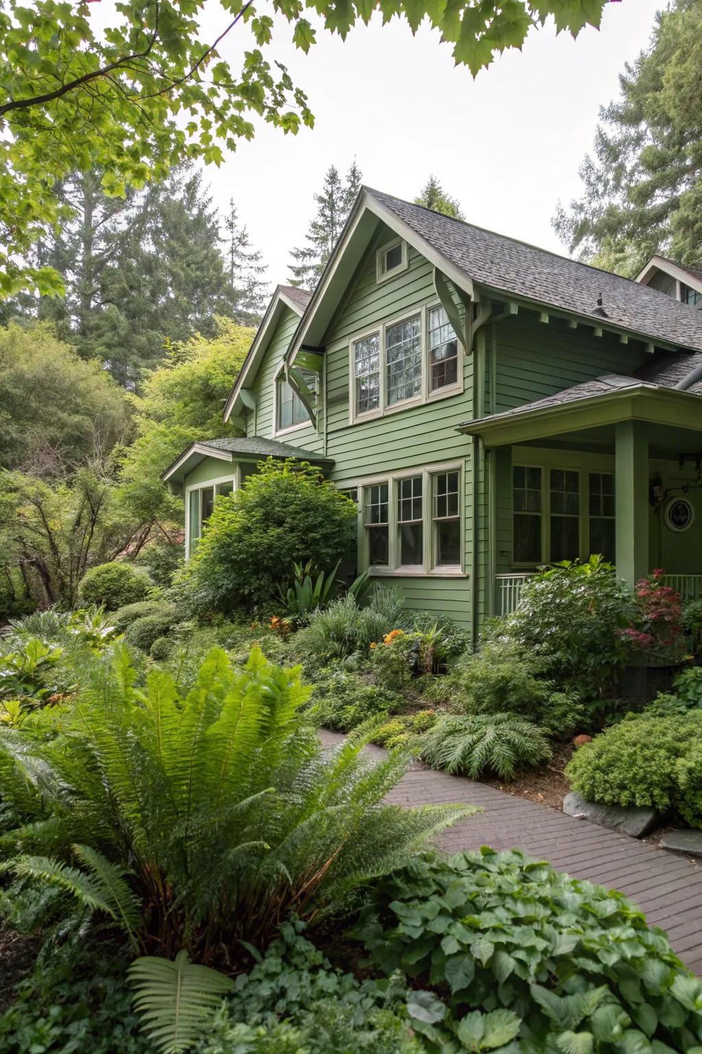 Fern green creates a seamless fusion with nature.