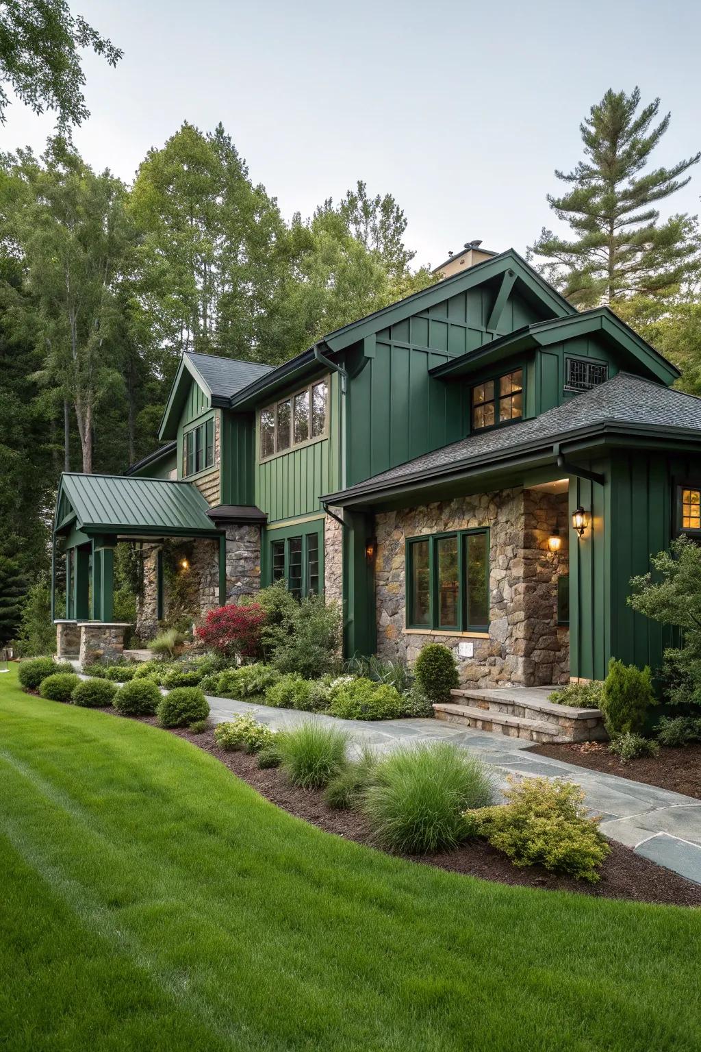Deep forest green adds sophistication to your home's exterior.