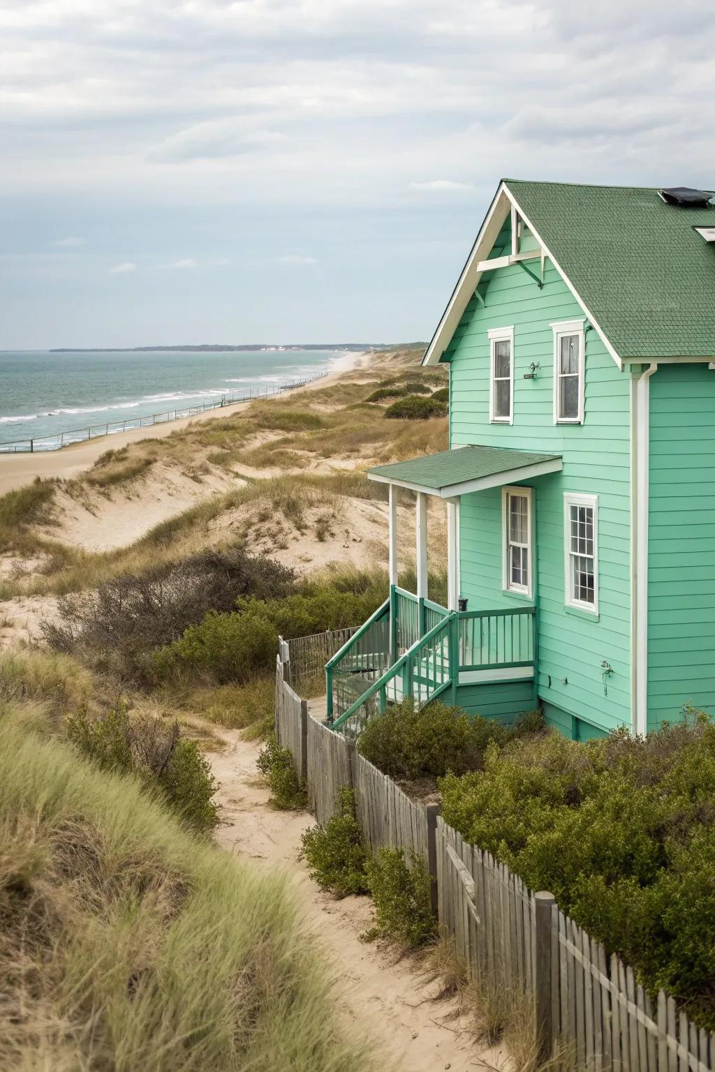 Seafoam green offers a coastal and relaxed ambiance.