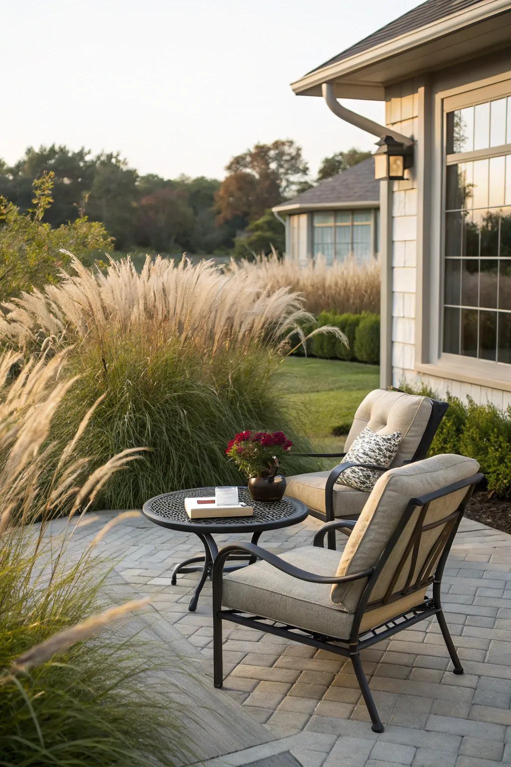 Frame your patio with the lush elegance of maiden grass.