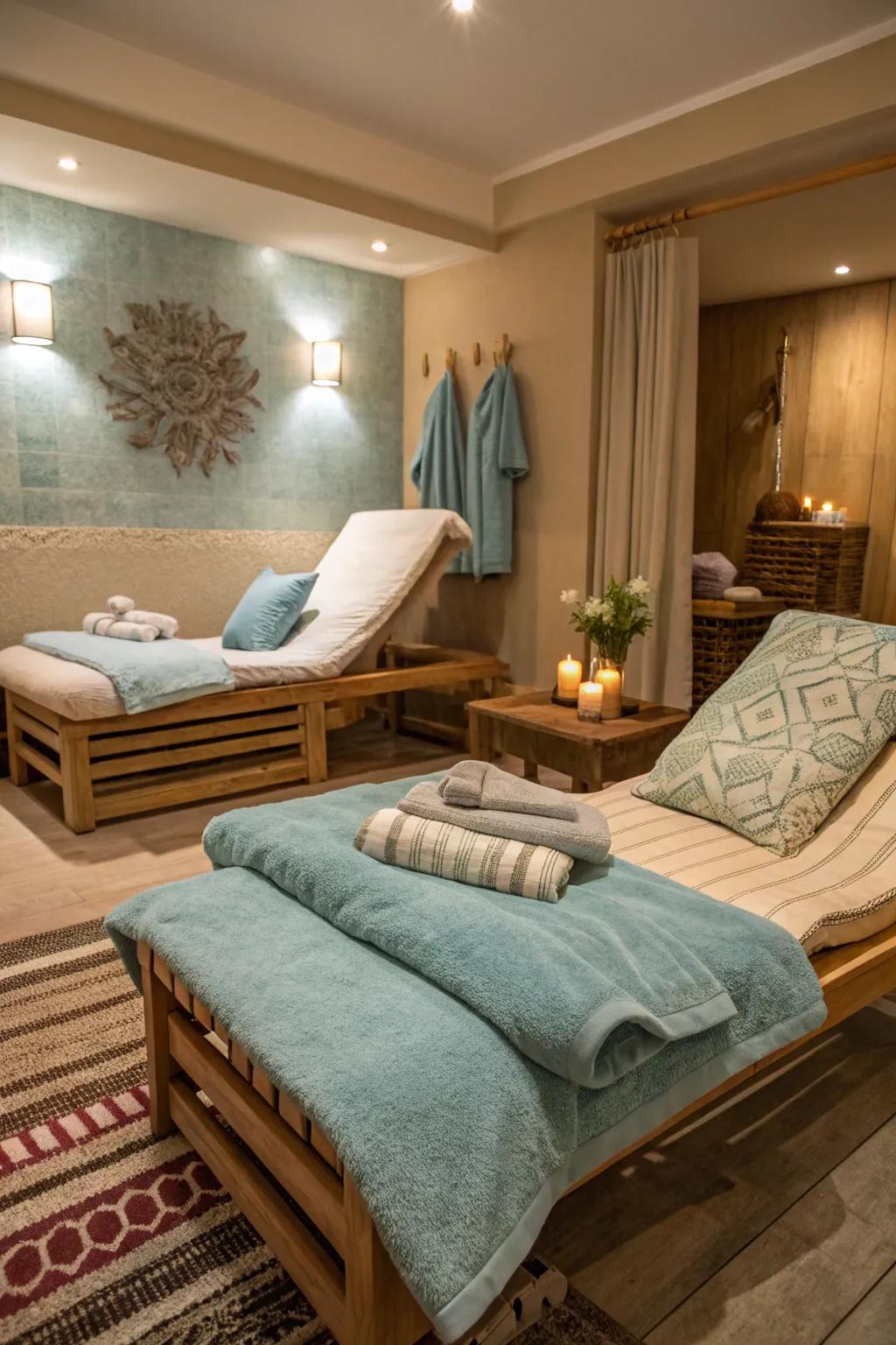 Cozy textiles enhance comfort and warmth.