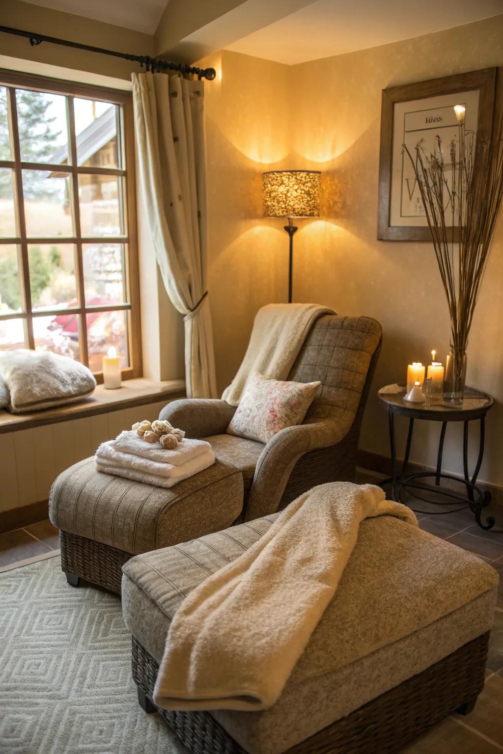 Luxurious seating invites relaxation.