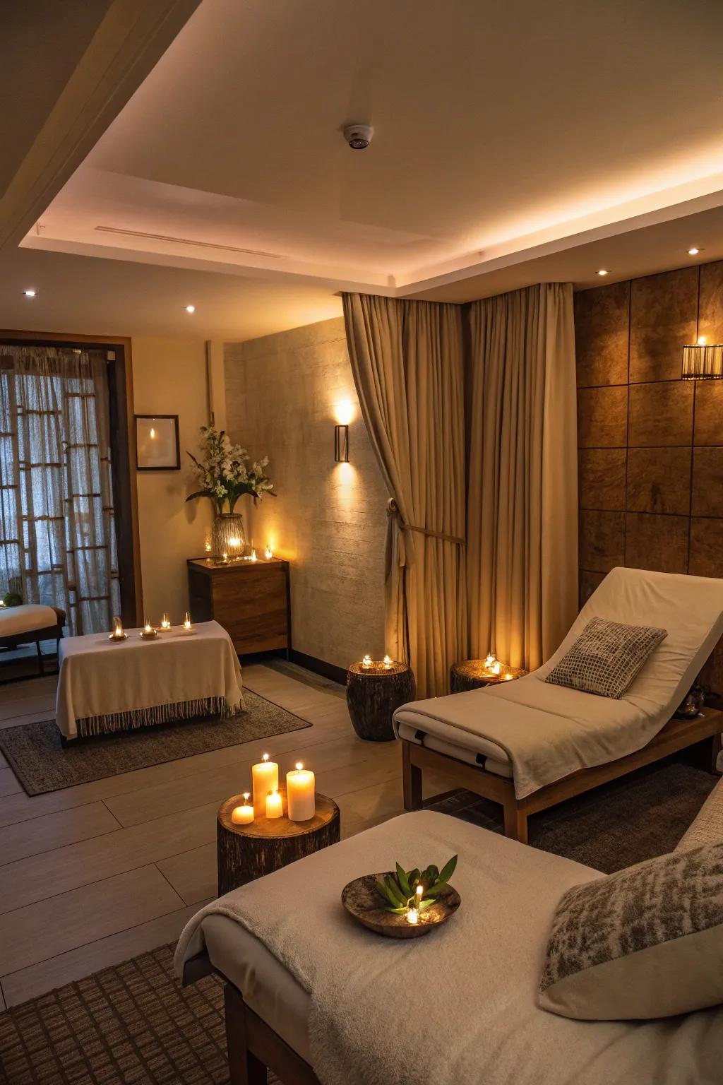 Soft lighting creates a warm and inviting atmosphere.