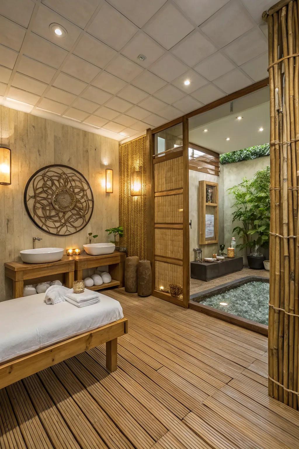 Eco-friendly designs create a green retreat.