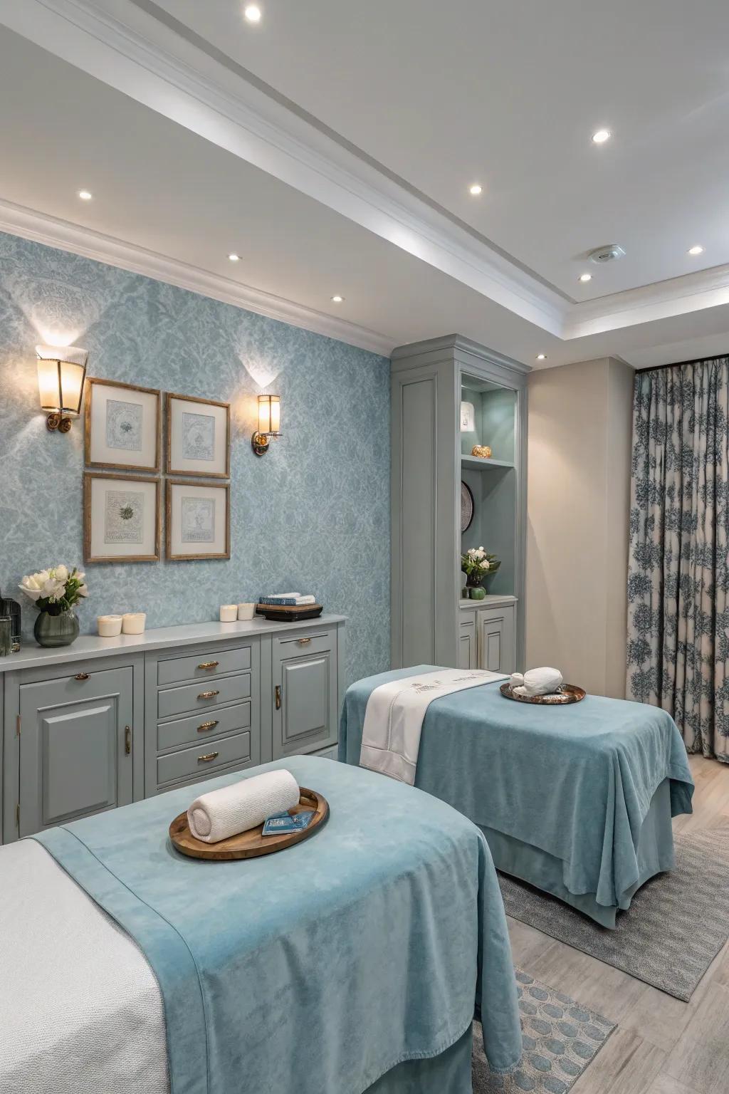 Neutral colors promote a soothing atmosphere.