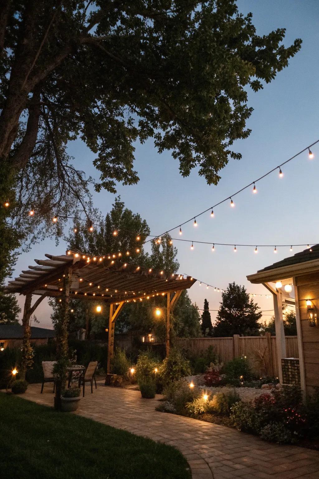 String lights add a magical touch to any backyard setting.