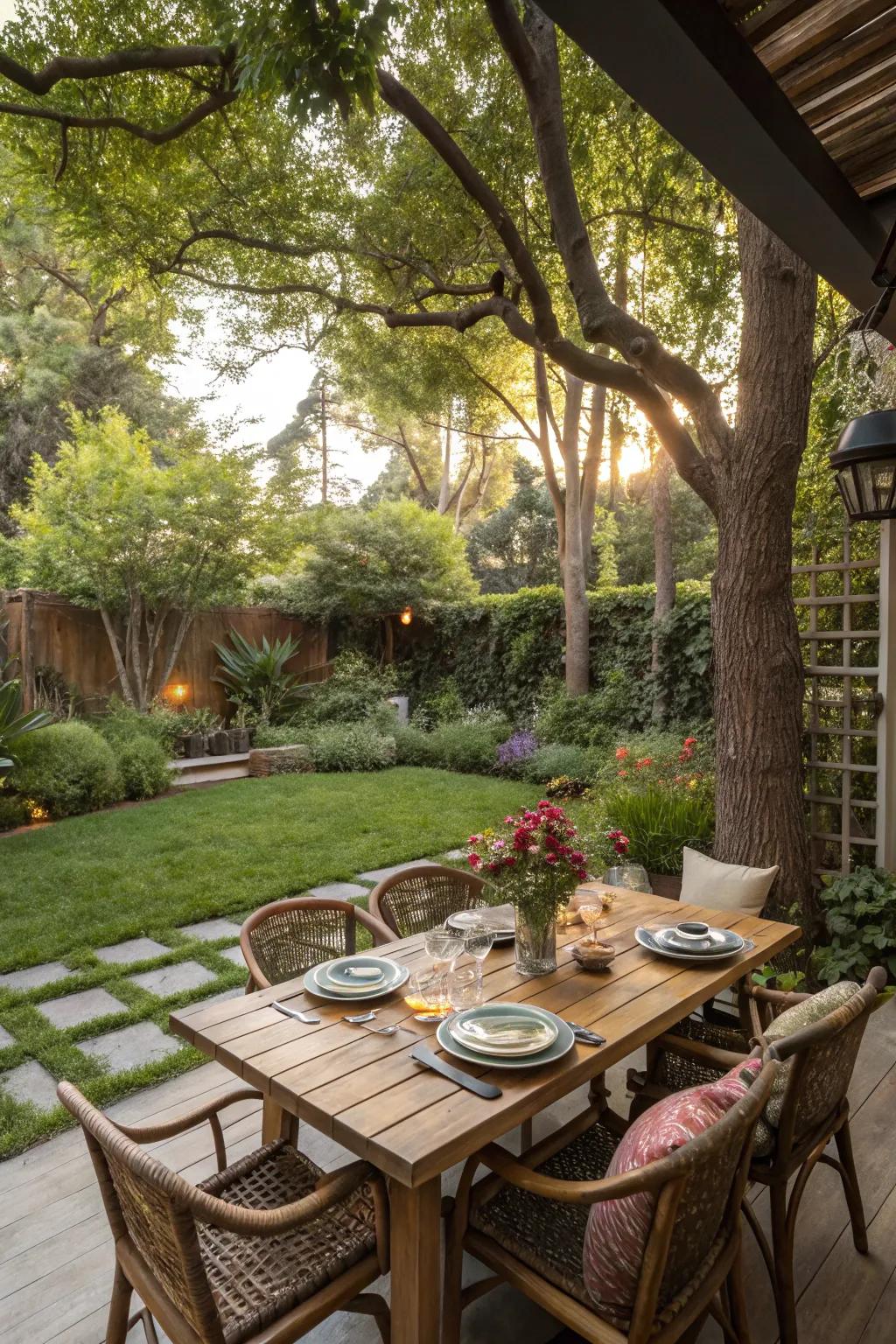 An inviting dining area perfect for meals under the stars.