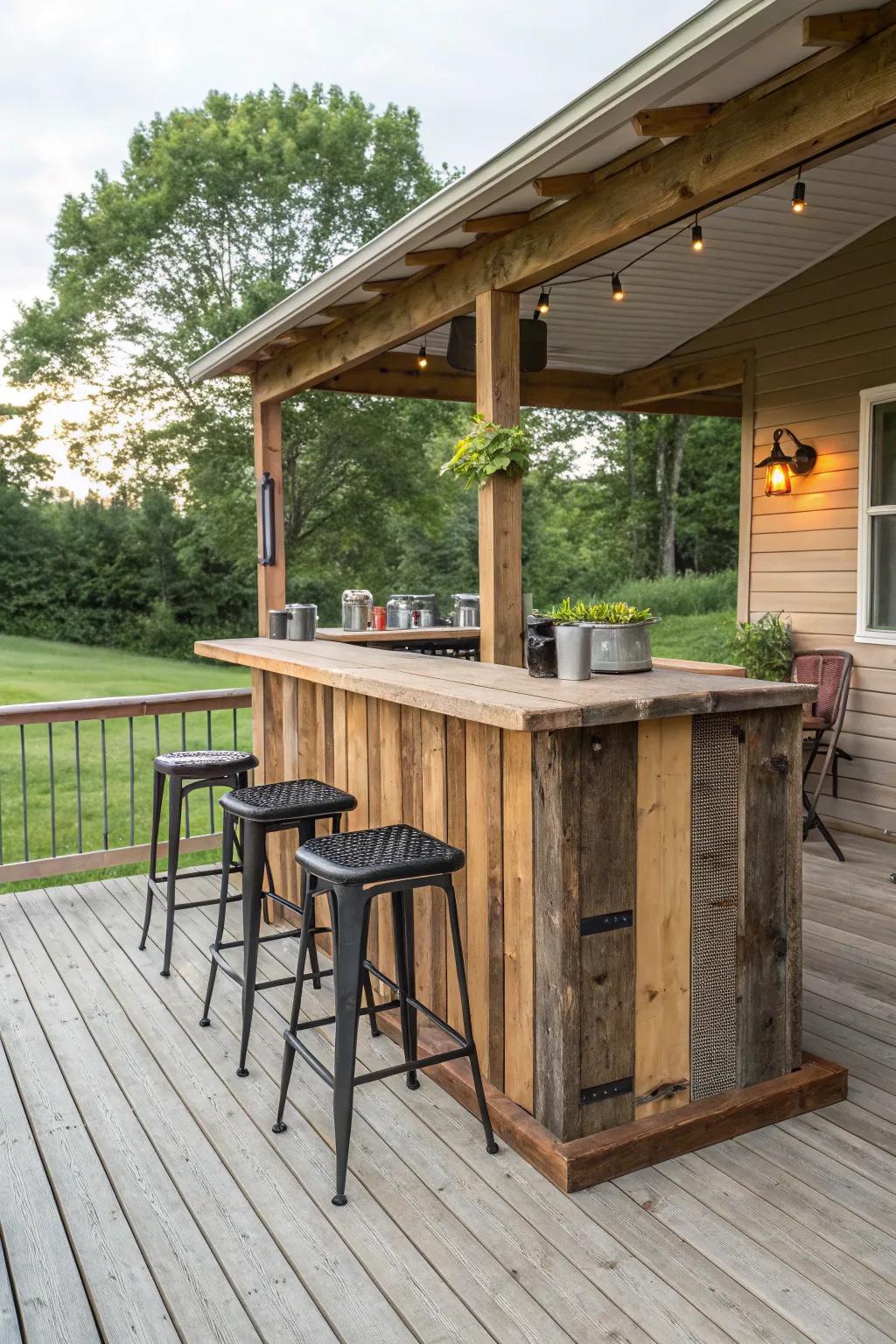 A water feature adds tranquility and elegance.