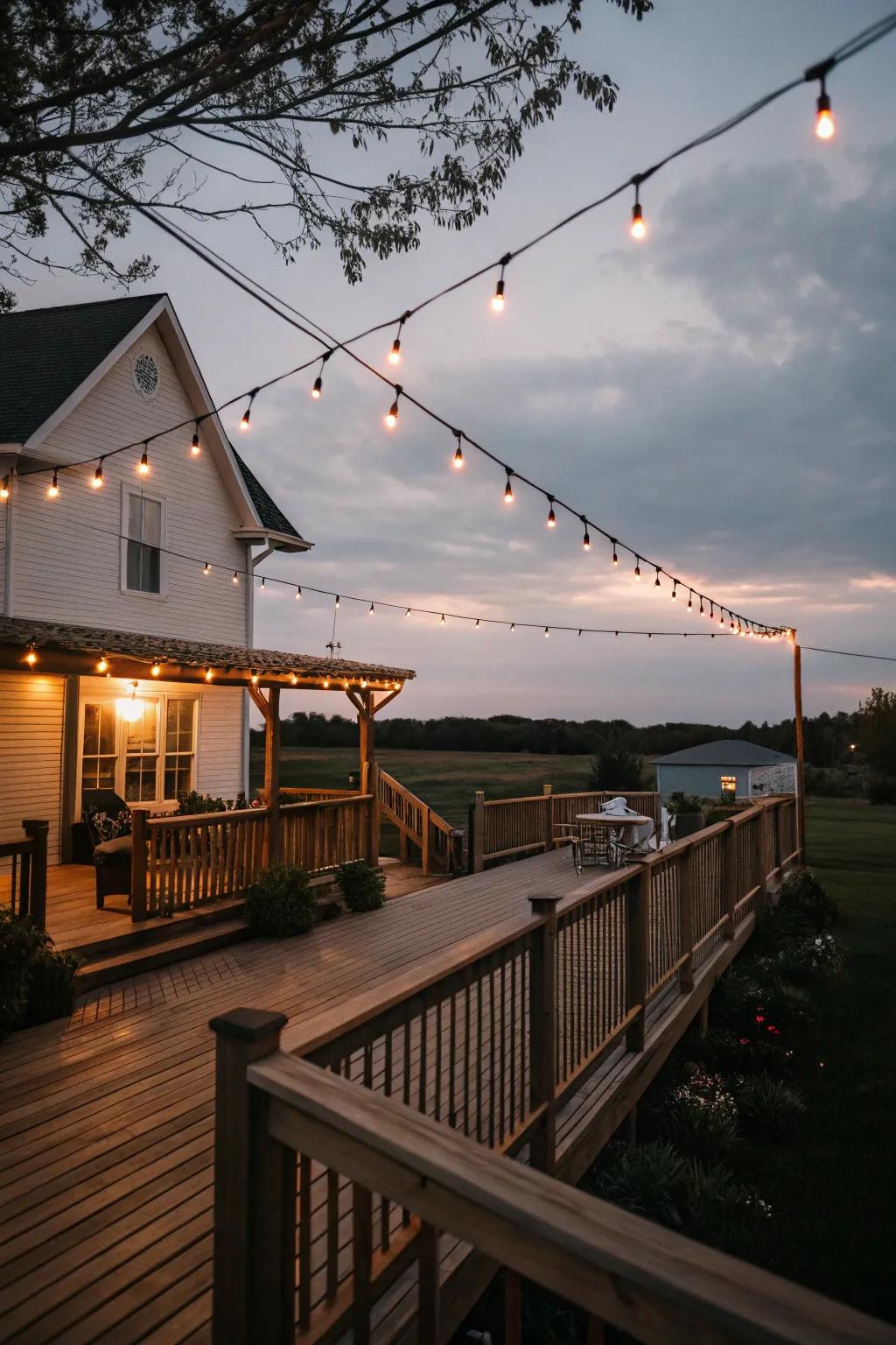 String lights illuminate the evening with a charming ambiance.