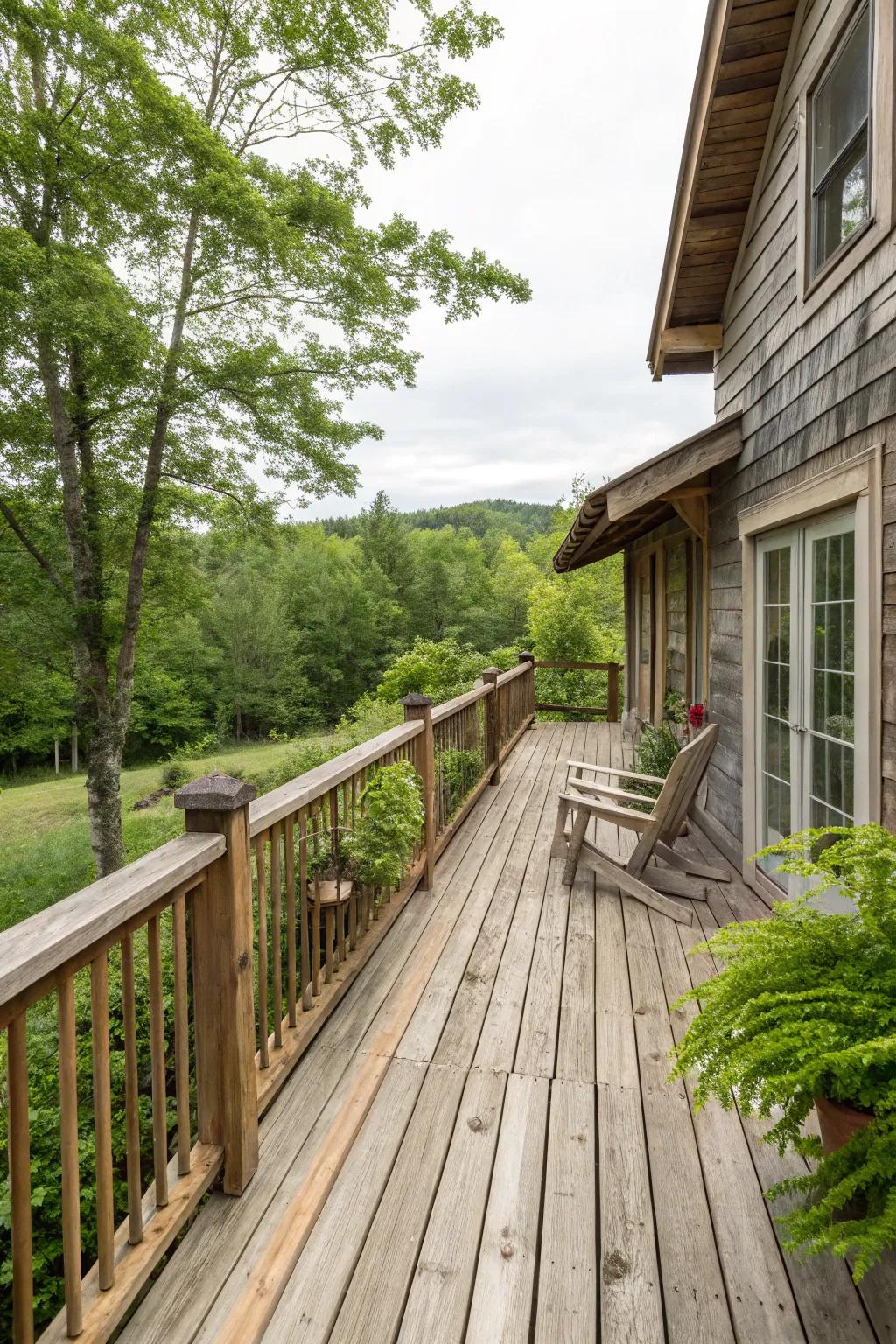 Cedar wood deck exuding rustic elegance.
