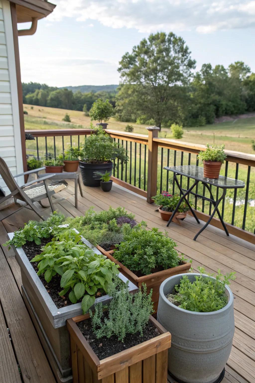 A herb garden adds fresh flavors and fragrance.