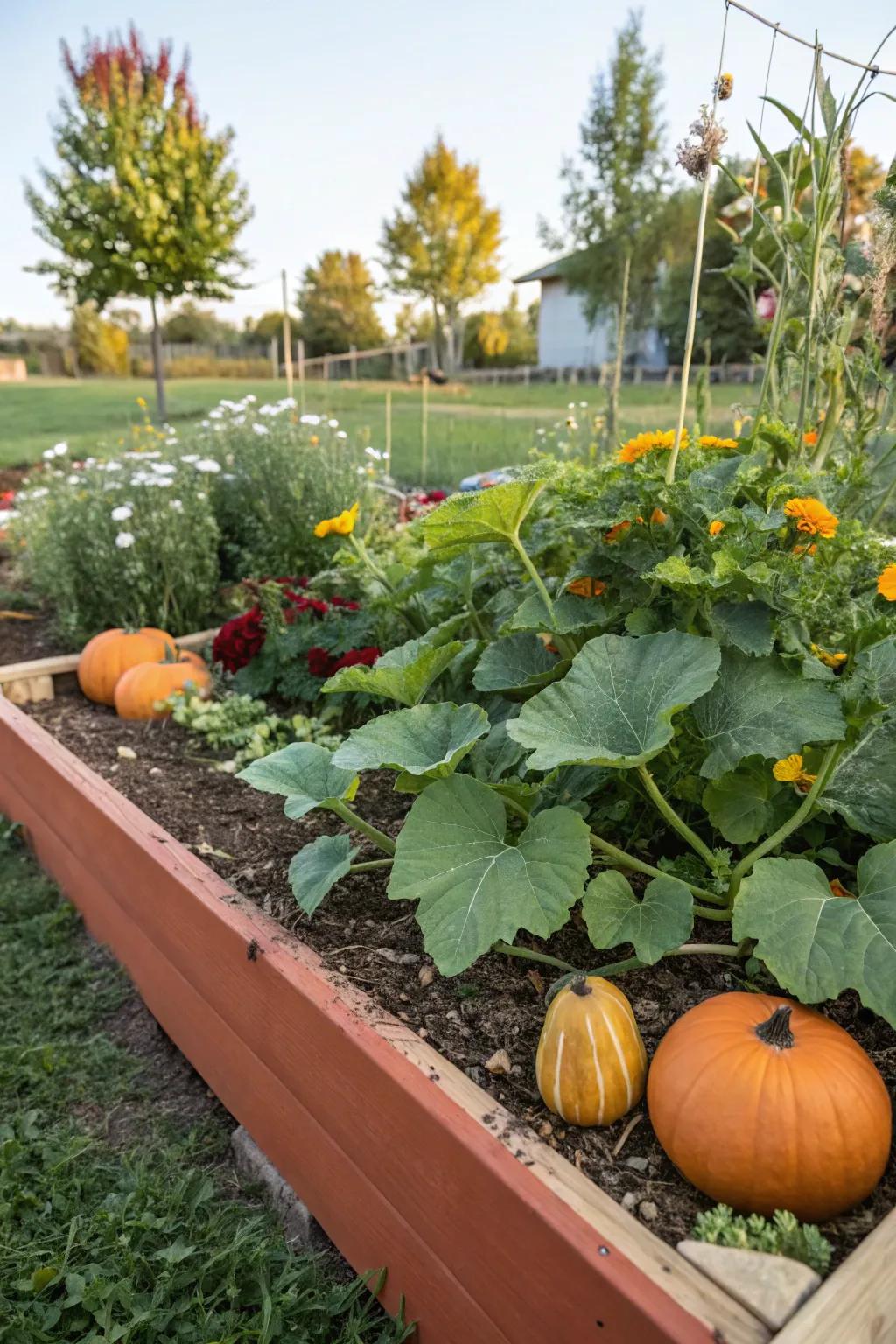 Raised beds: a space-efficient way to grow pumpkins.