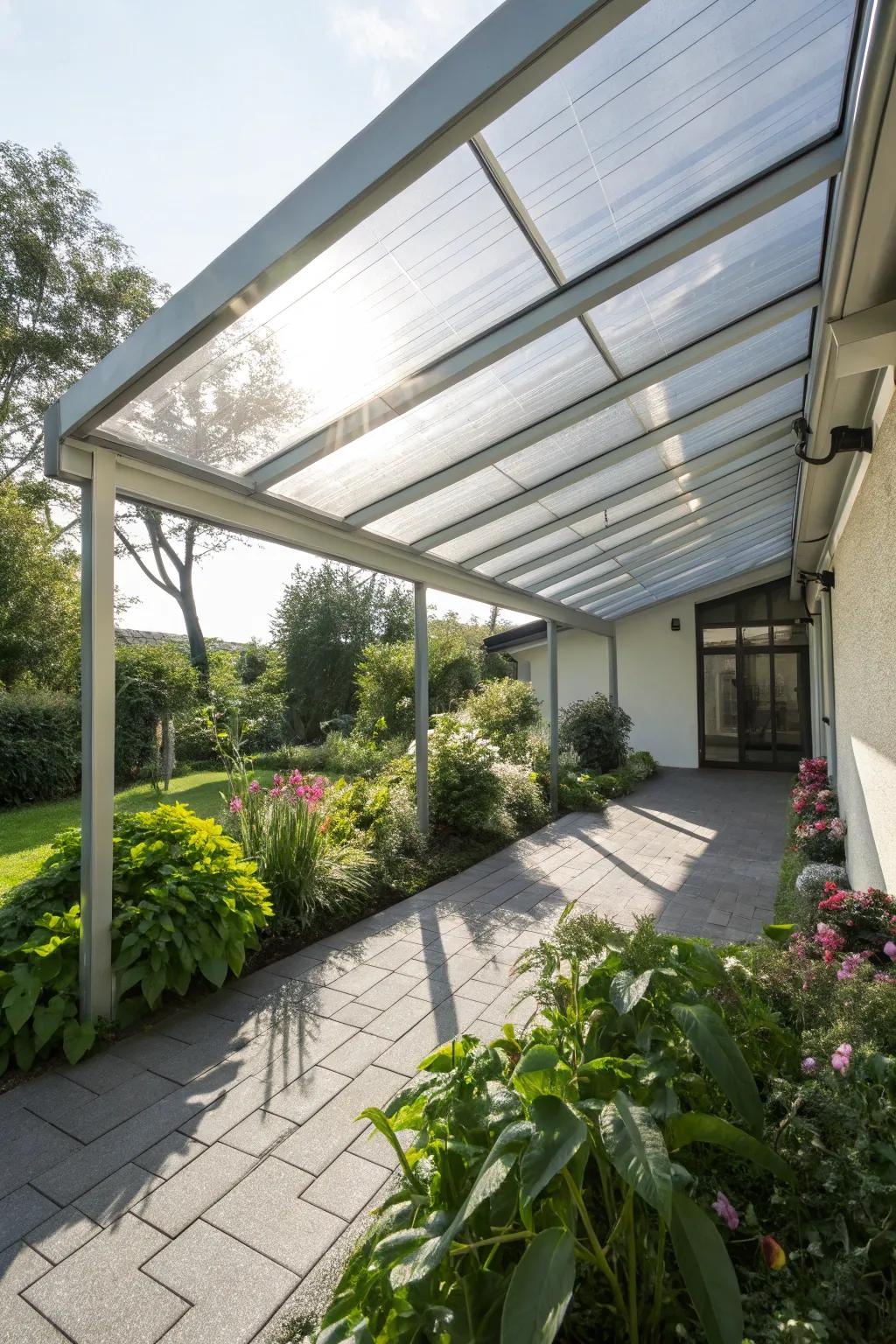 Transparent panels for a luminous effect.