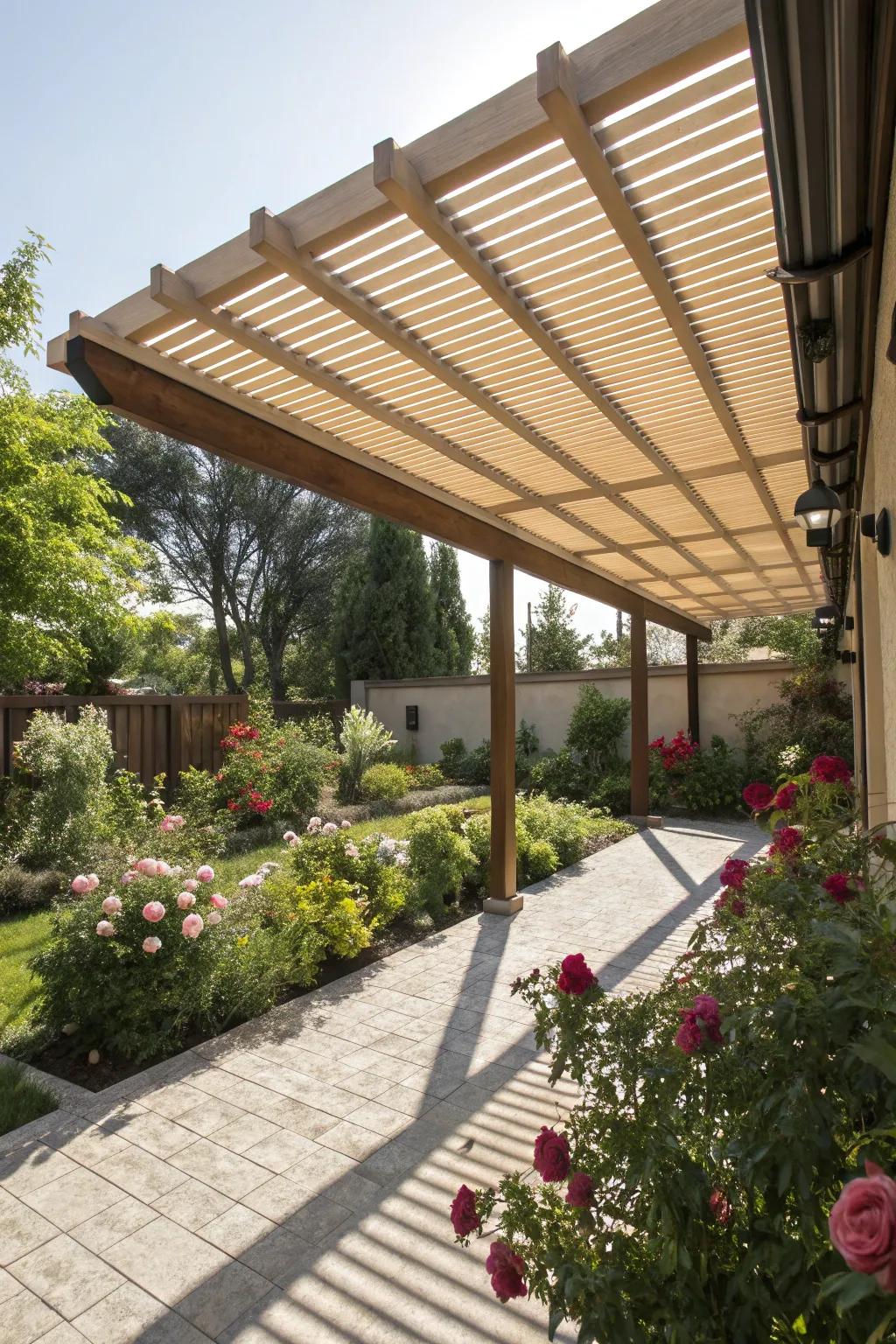 Pergola-inspired carport for airy elegance.