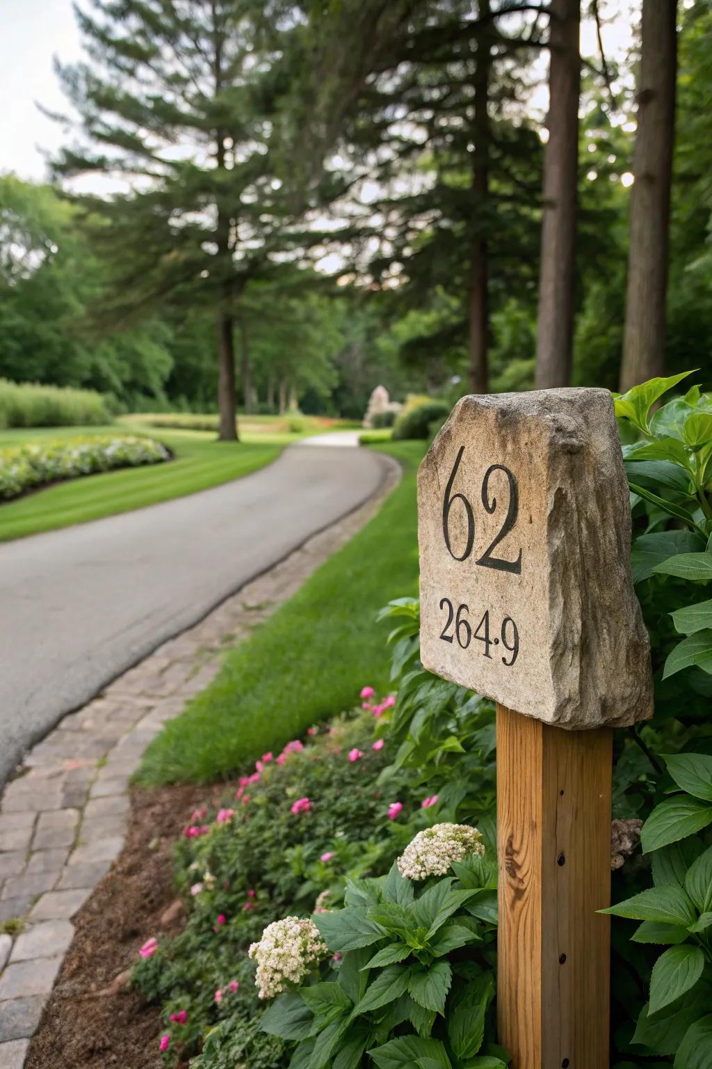 Natural stone signs bring earthy elegance to your garden.