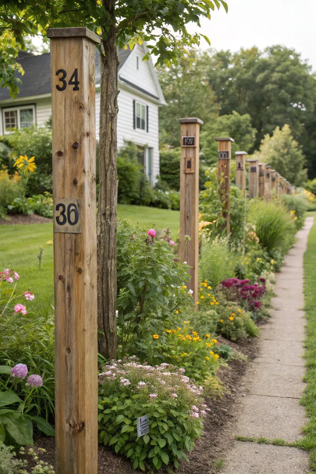 Vertical posts create a unique display for your house numbers.