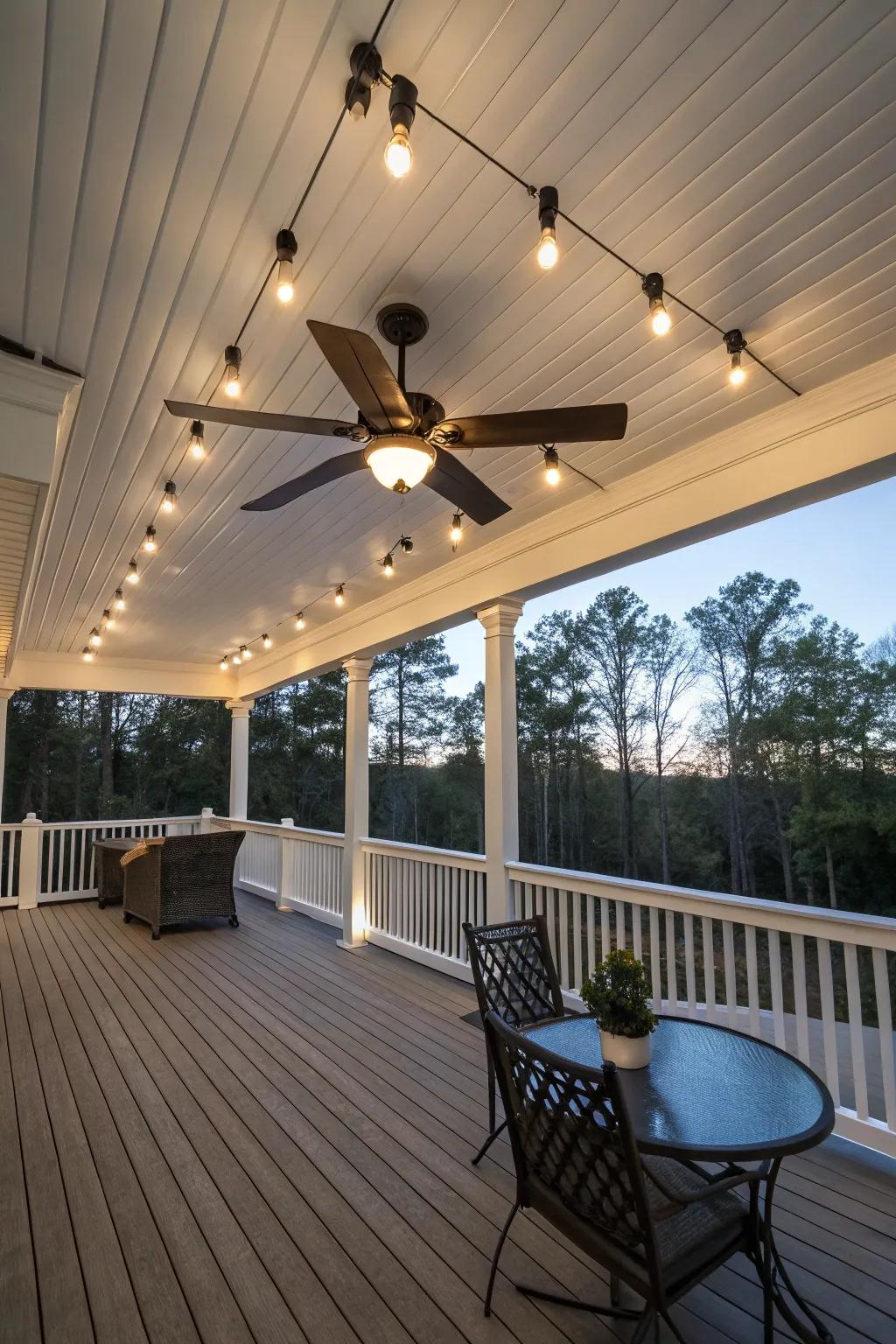 Ceiling fans with lights keep your deck cool and well-lit.