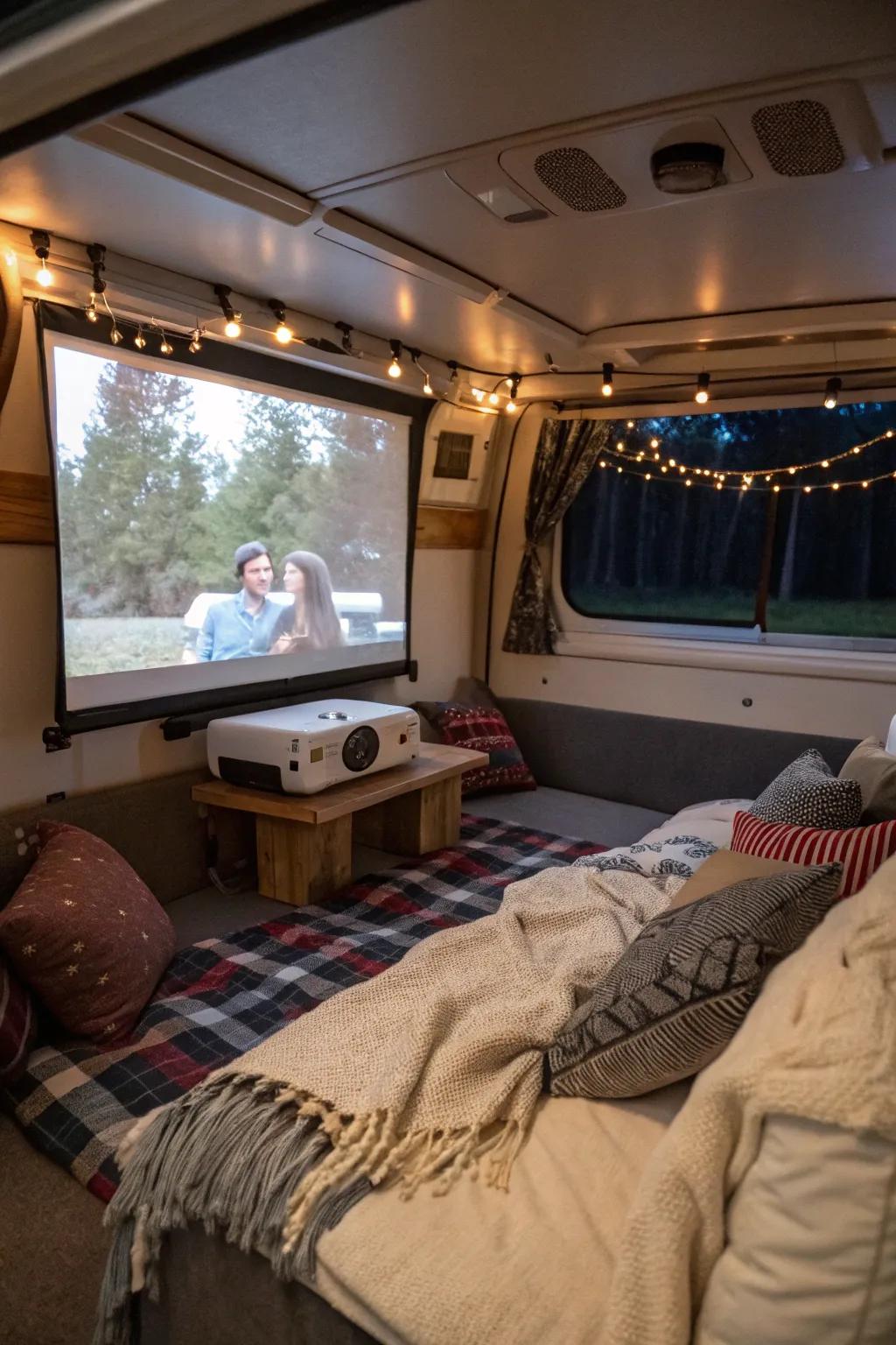 Portable entertainment setups turn your camper into a personal theater.