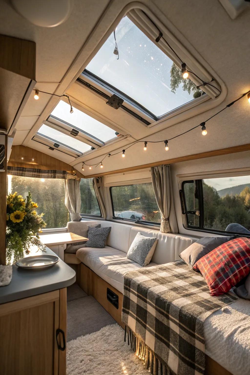 Ambient lighting enhances your camper's atmosphere.
