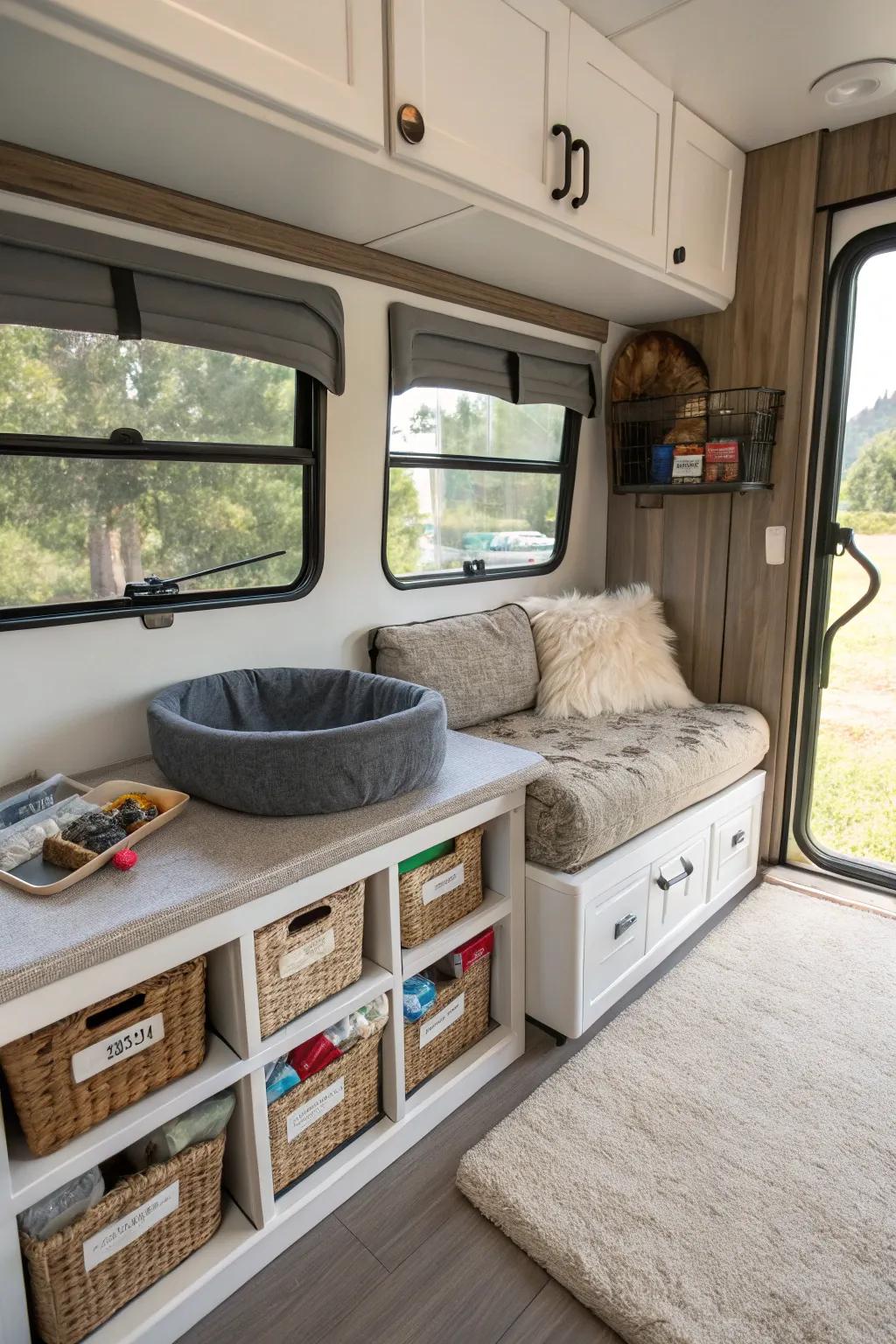 Create a pet-friendly zone to keep your furry friend comfortable on trips.