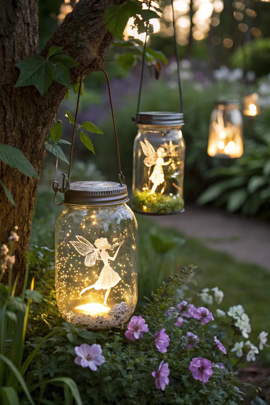 Magical mason jar lanterns illuminating the night.