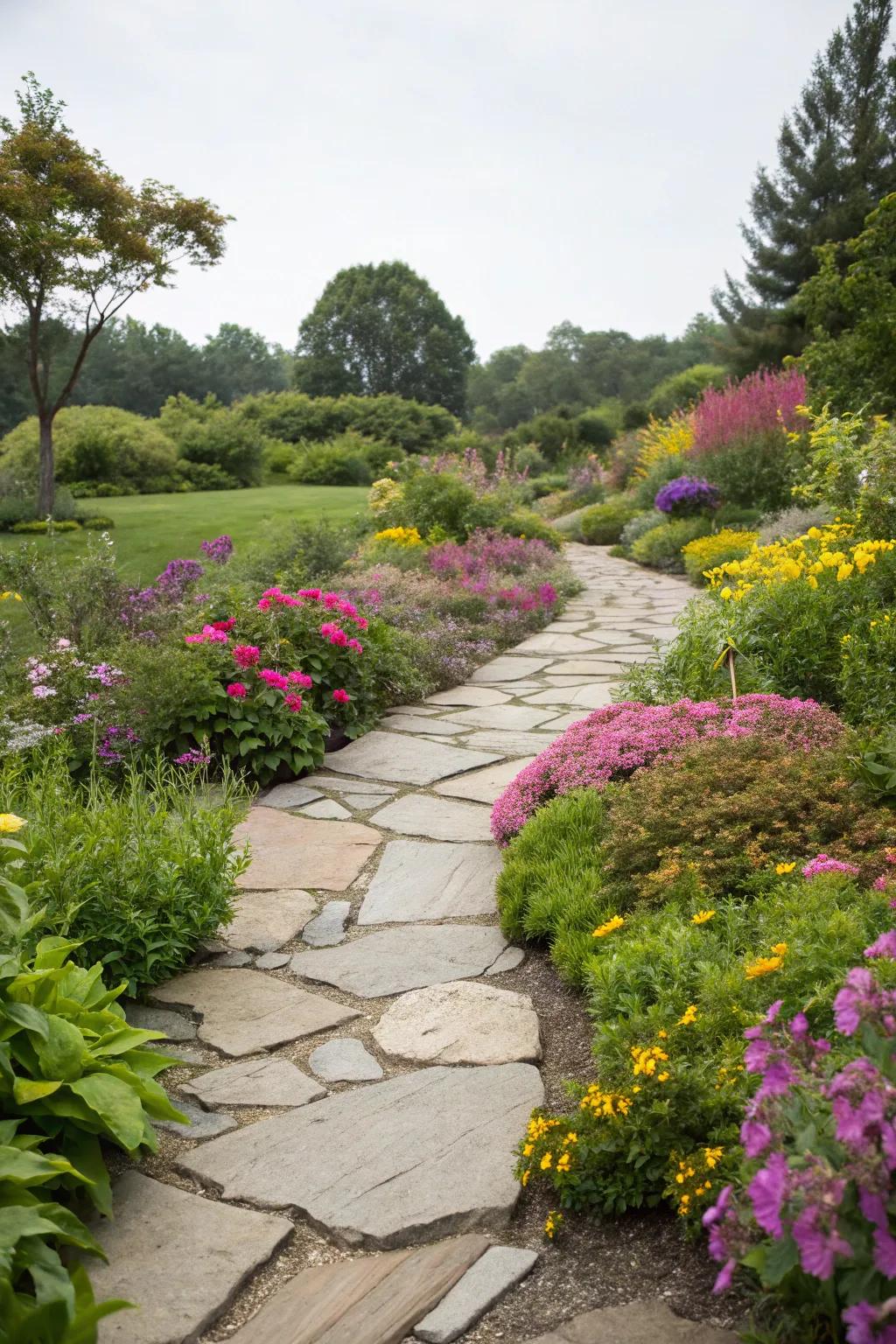 Natural stone paths blend seamlessly with garden landscapes.