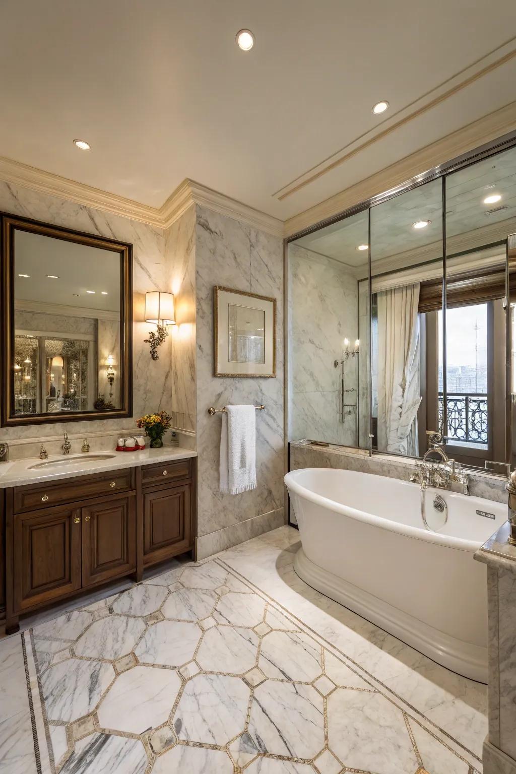 Marble adds timeless elegance to your spa-like bathroom.