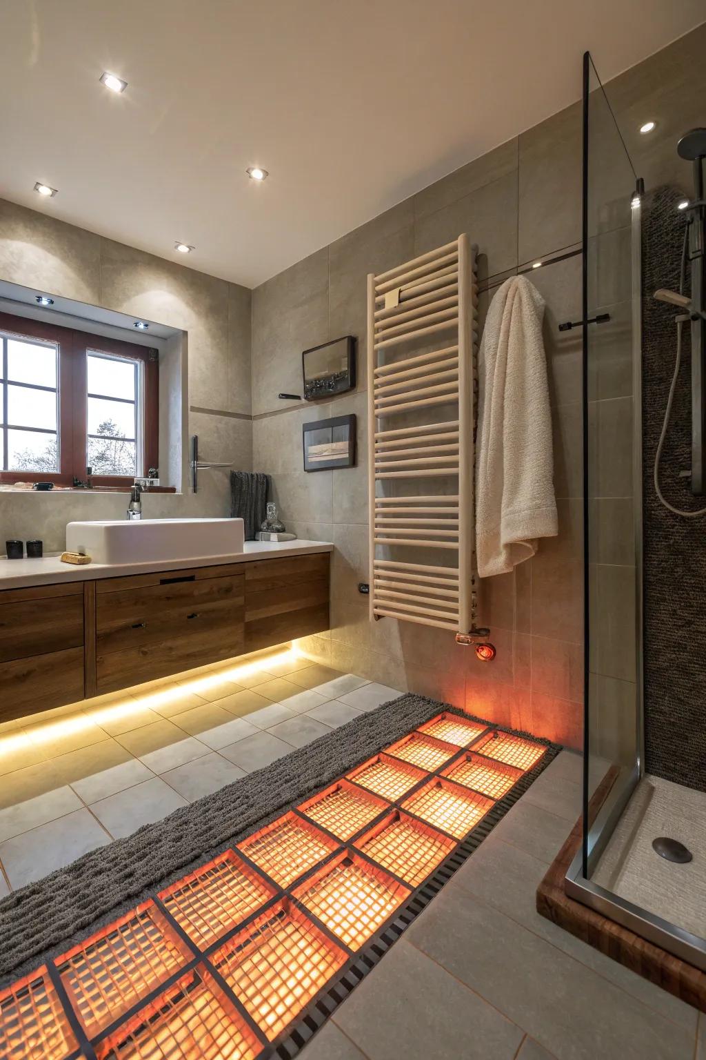 Heated floors add warmth and comfort to your bathroom experience.