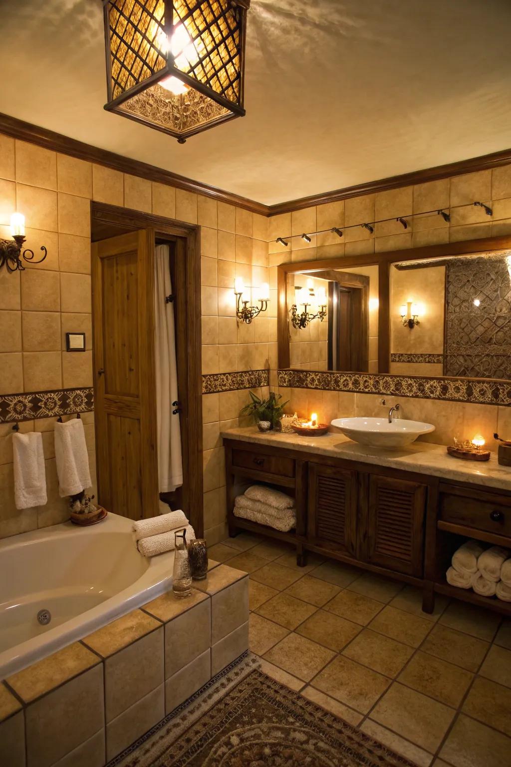 Soft lighting sets a calming mood for your bathroom retreat.