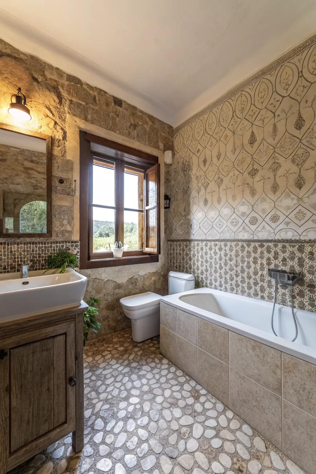 Textured surfaces add character and depth to your bathroom.