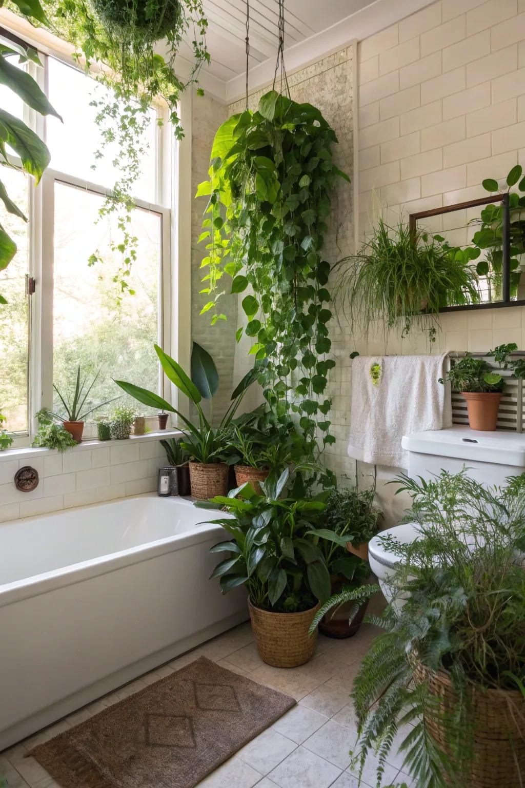 Plants add a touch of nature and freshness to your bathroom.