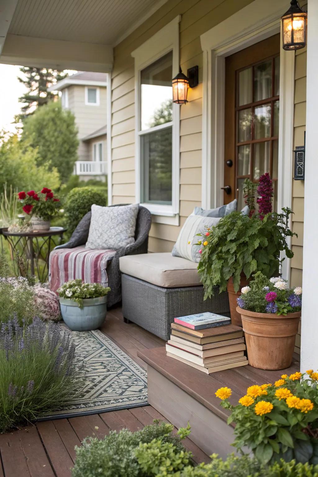 A multi-functional porch perfect for reading and relaxing.