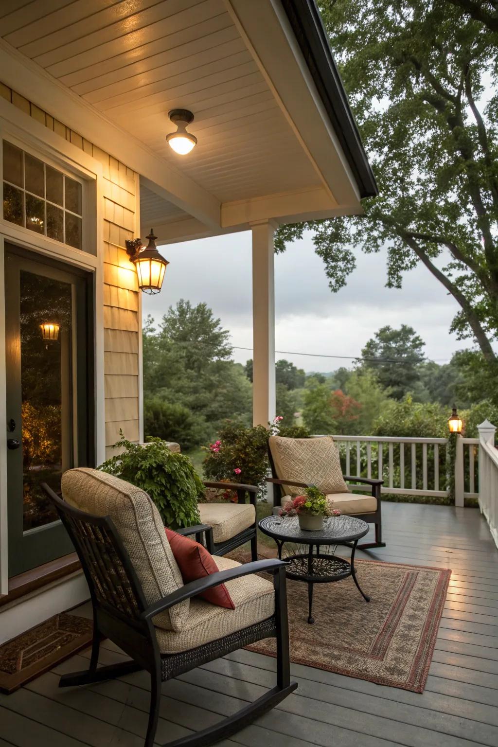 A cozy seating area perfect for enjoying a morning coffee.