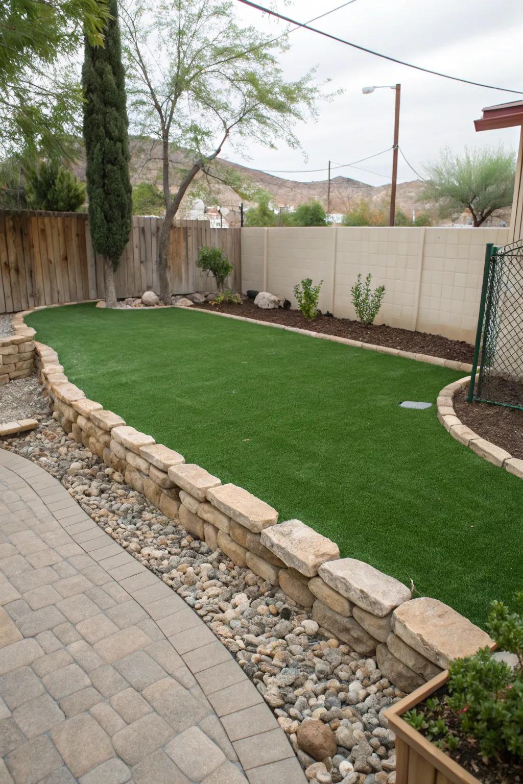 Enjoy a maintenance-free, evergreen lawn with artificial turf.