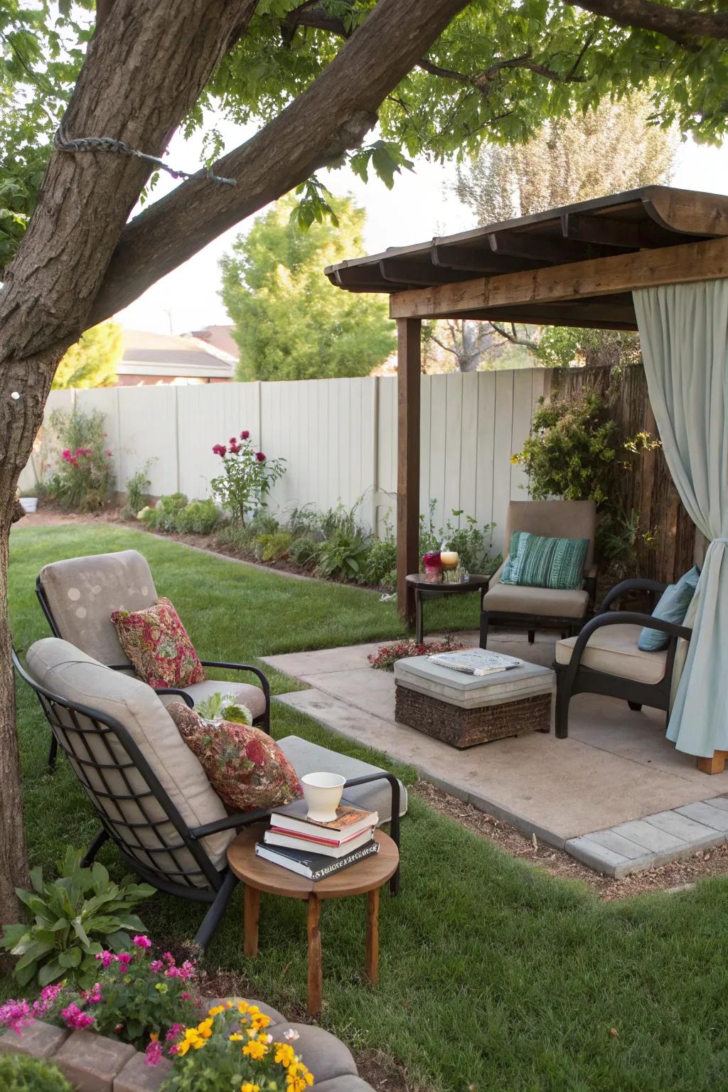 Create a serene escape with an outdoor reading nook.