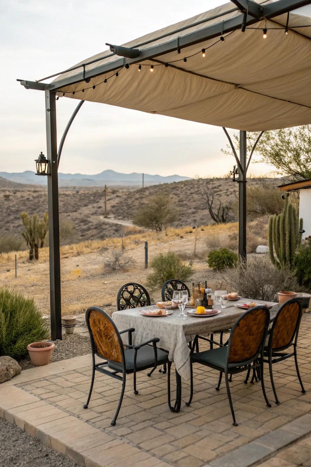 Enhance your backyard dining experience with a dedicated outdoor area.