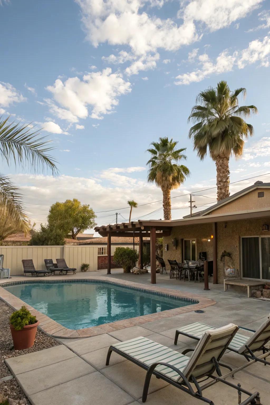 Enhance your backyard with a refreshing poolside setup.