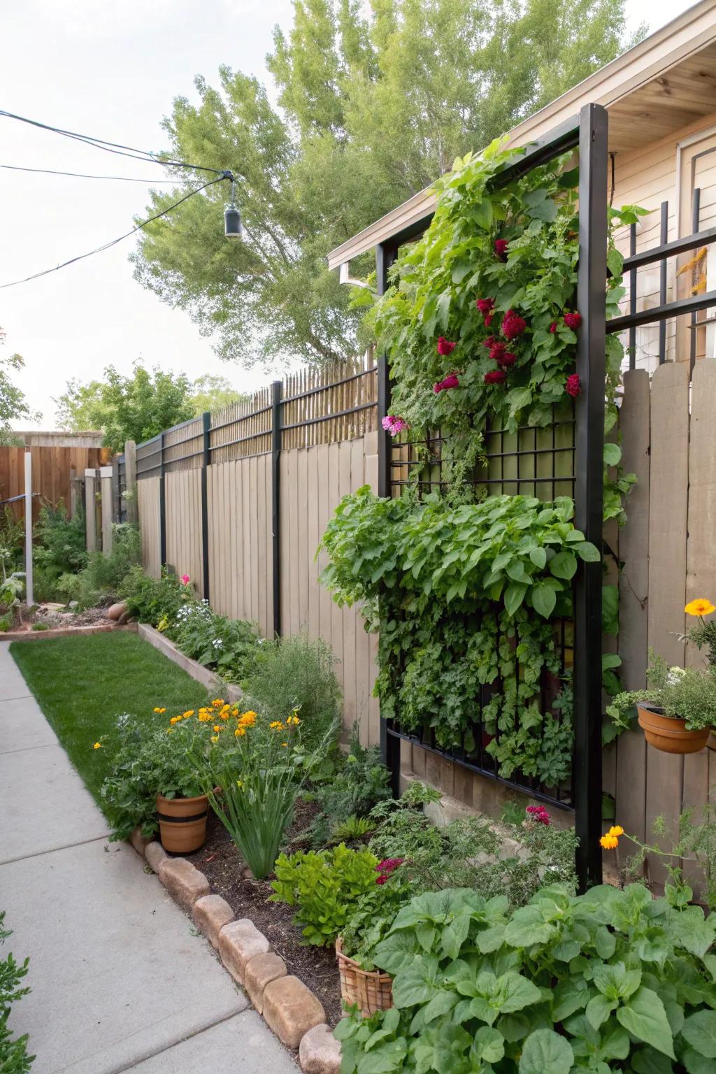 Utilize vertical space creatively with a stunning vertical garden.