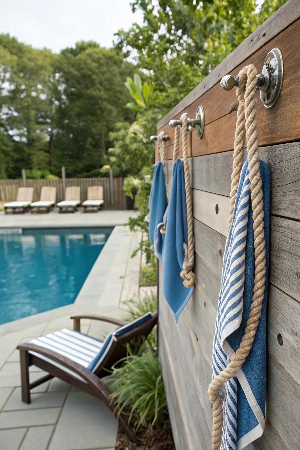 Bring the beach to your backyard with nautical rope hooks.