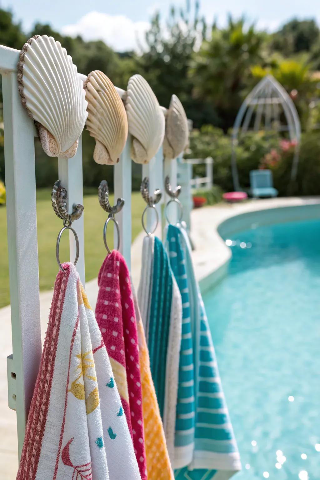 Add beachy whimsy with seashell hooks.