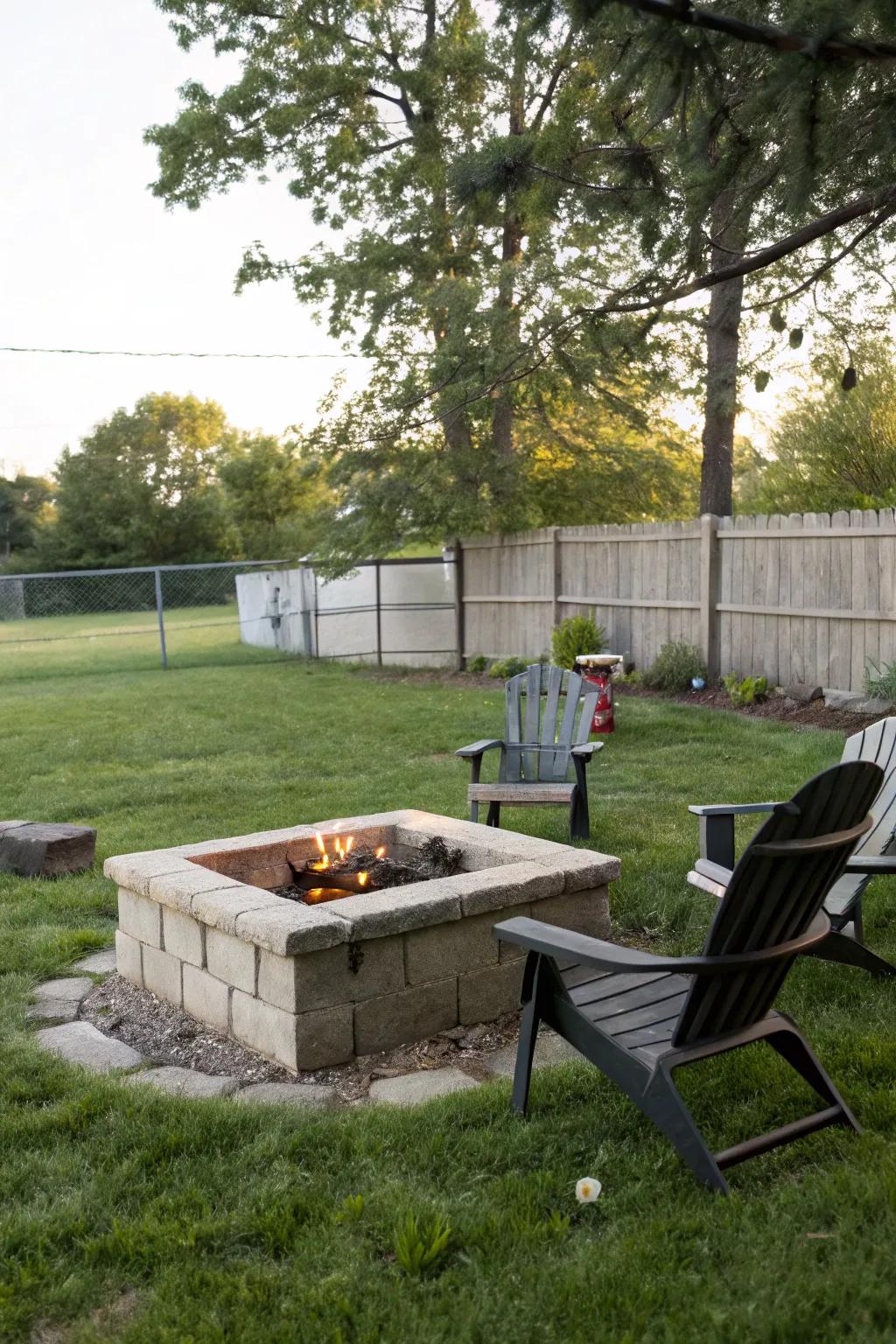 Cinder blocks provide an affordable and durable fire pit solution.