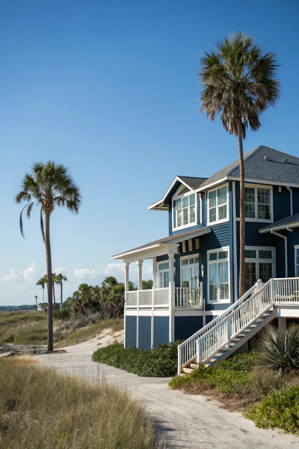 Navy blue and white create a classic and sophisticated look.