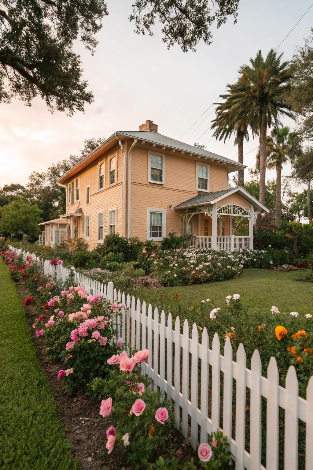 Peach tones create a soft and inviting ambiance in this Florida home.