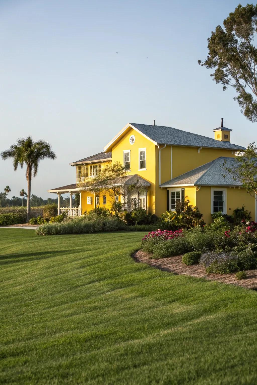 Sunshine yellow brings joy and brightness to this Florida home.