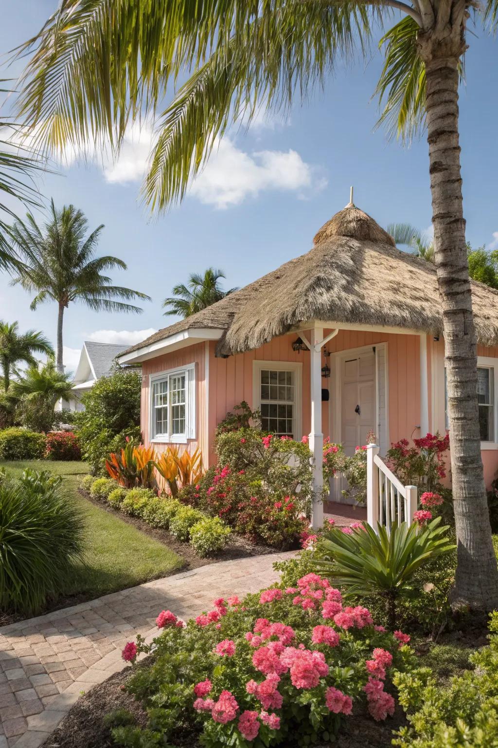 Coral pink adds a lively and cultural touch to this Florida home.