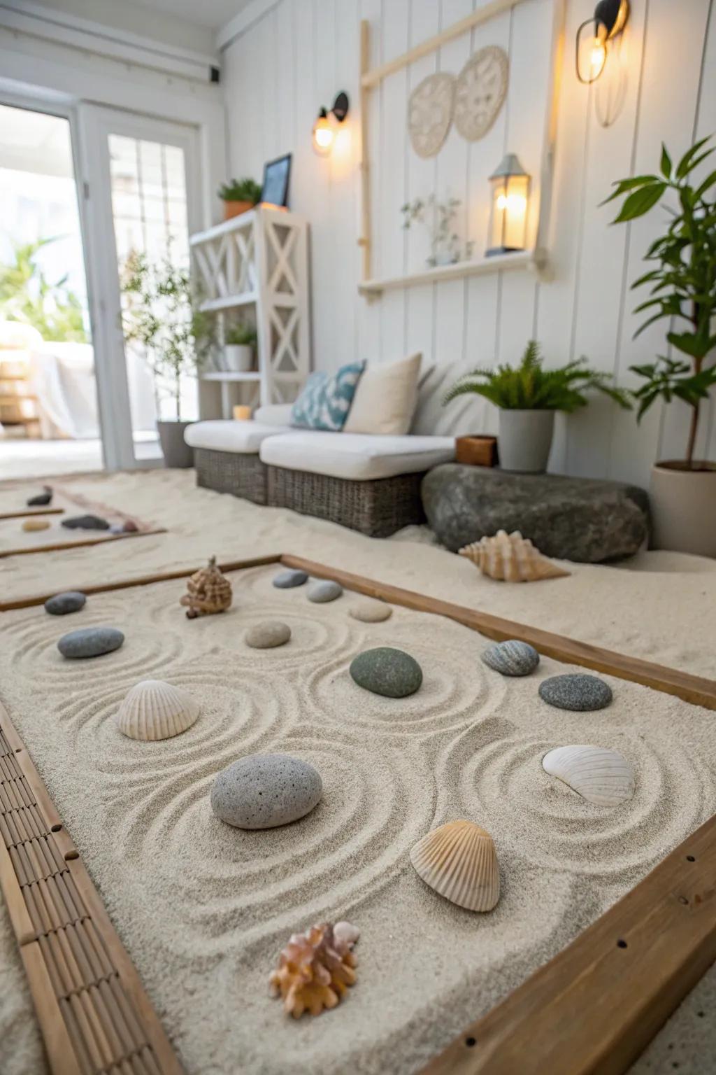 Sea shells bring a coastal twist to your zen garden.